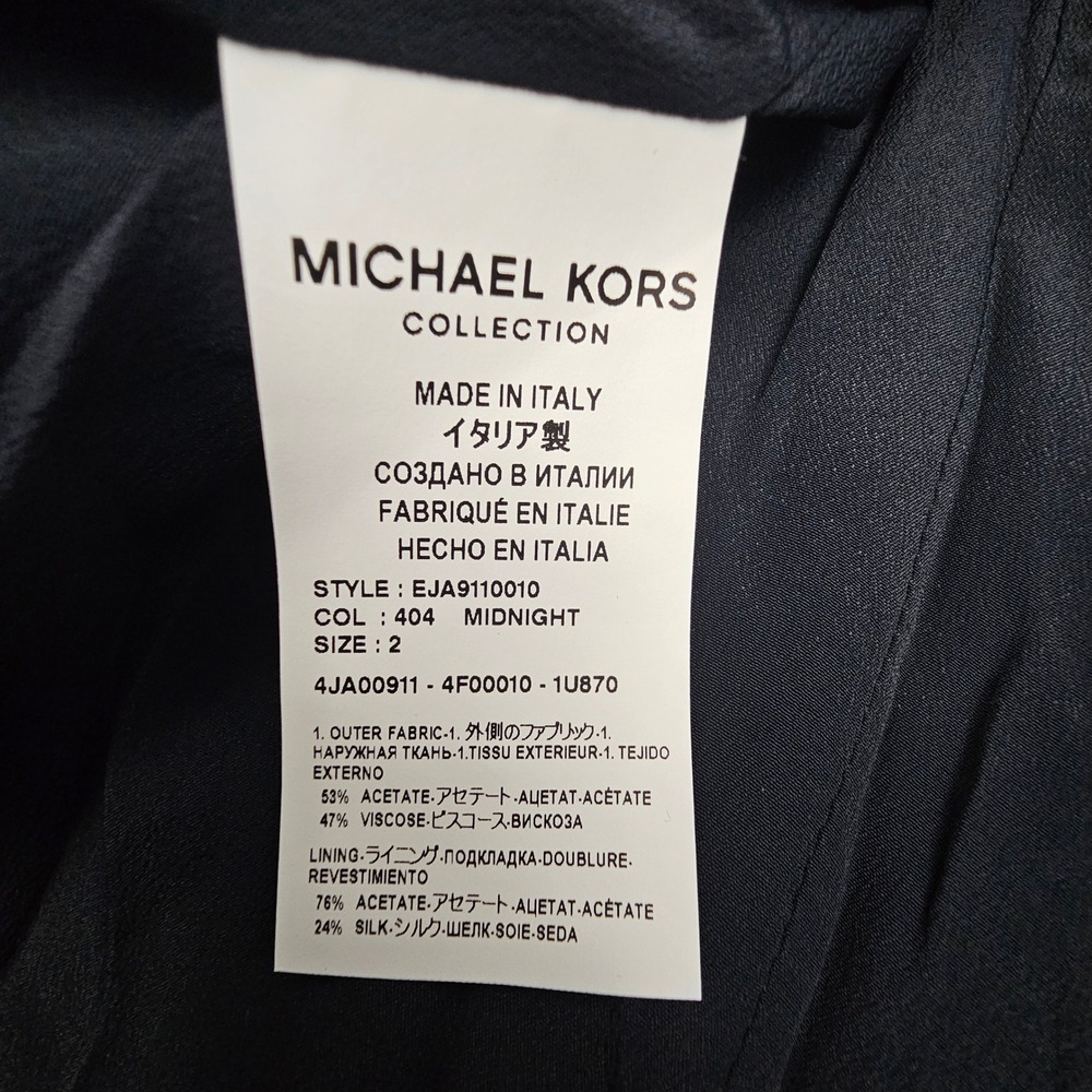 Michael Kors Blazer Womens Crepe Sable Cropped Boyfriend Midnight Gold Buttons 2 - Picture 8 of 10